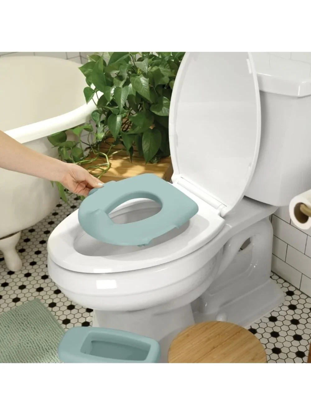 Infant Potty Training Toilet with Lifelike Flushing Sound, Green, 18 Months
